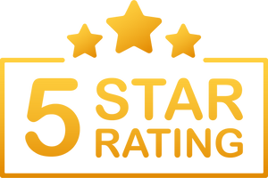 5 star rating. Badge